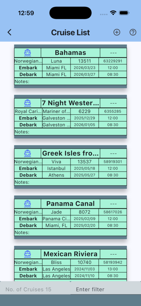 Cruise List
